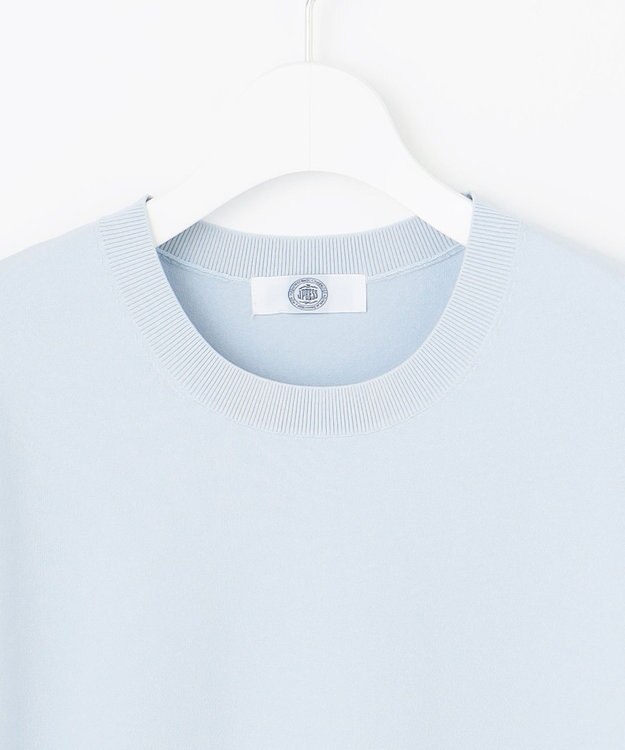 J.PRESS LADIES L 【洗える】RAYON ELITE STRETCH クルーネック ニット サックス系