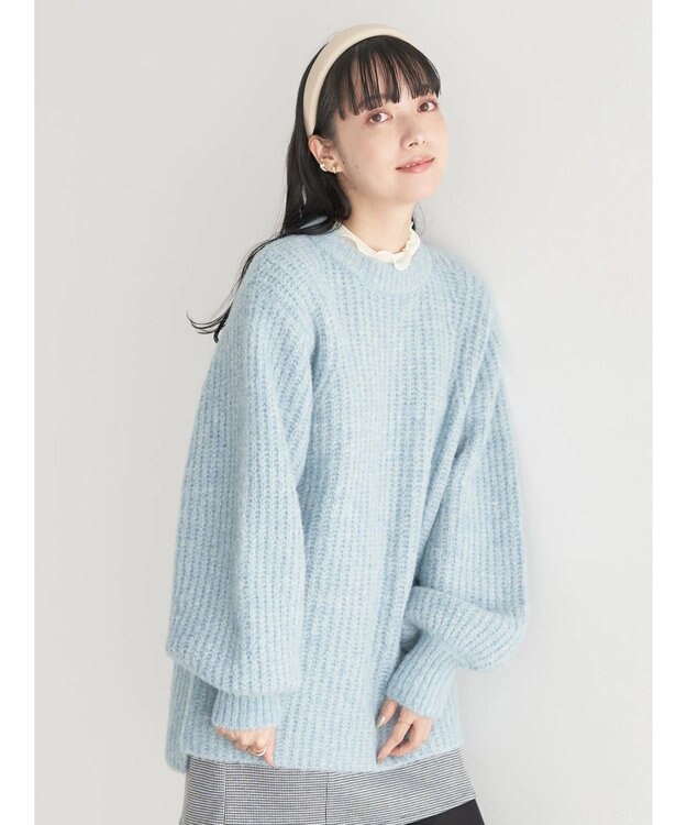 earth music&ecology フワフワＭＩＸヤーンチュニック Light Blue