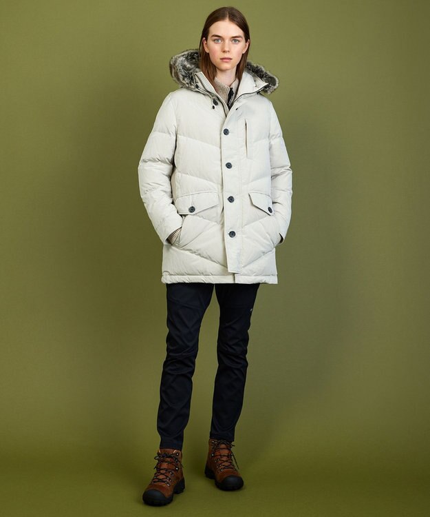 JOSEPH ABBOUD MOUNTAIN 【ECO撥水/ECOファー/9ポケット/ユニセックス】ＰＥ／ＮＹピーチダウン コート アイボリー系