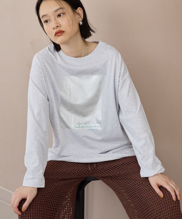 AMERICAN HOLIC ボックス箔プリントロングTシャツ Gray Mixture