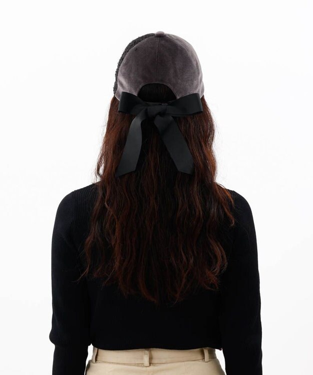 AURORA 【 LANVIN en Bleu （ランバン オン ブルー）】ベロアリボンキャップ ミディアムグレー