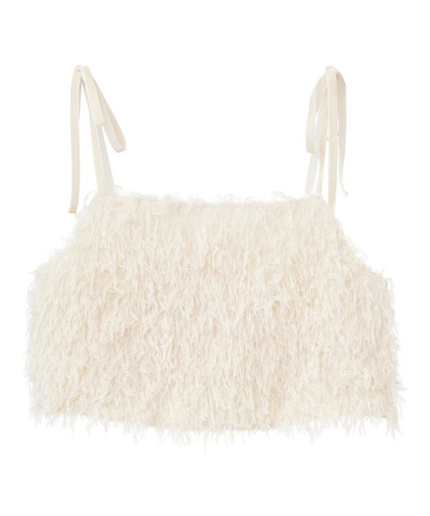 earth music&ecology 【WEB限定】ベロアリボンフェザービスチェ Ivory