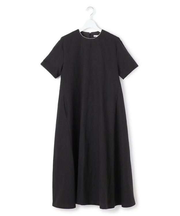 23区 【R(アール)】コットンリネン Aラインワンピース ブラック系