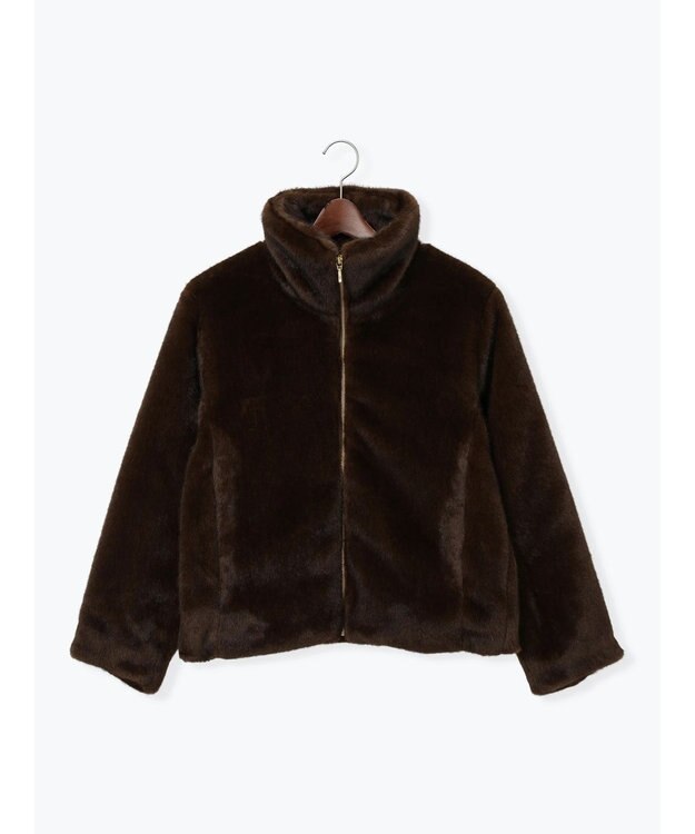 Te chichi 【宮本茉由着用】グラデーションファースタンドジャケット ブラウン