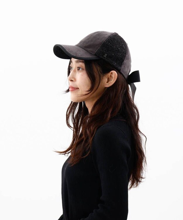 AURORA 【 LANVIN en Bleu （ランバン オン ブルー）】ベロアリボンキャップ ミディアムグレー