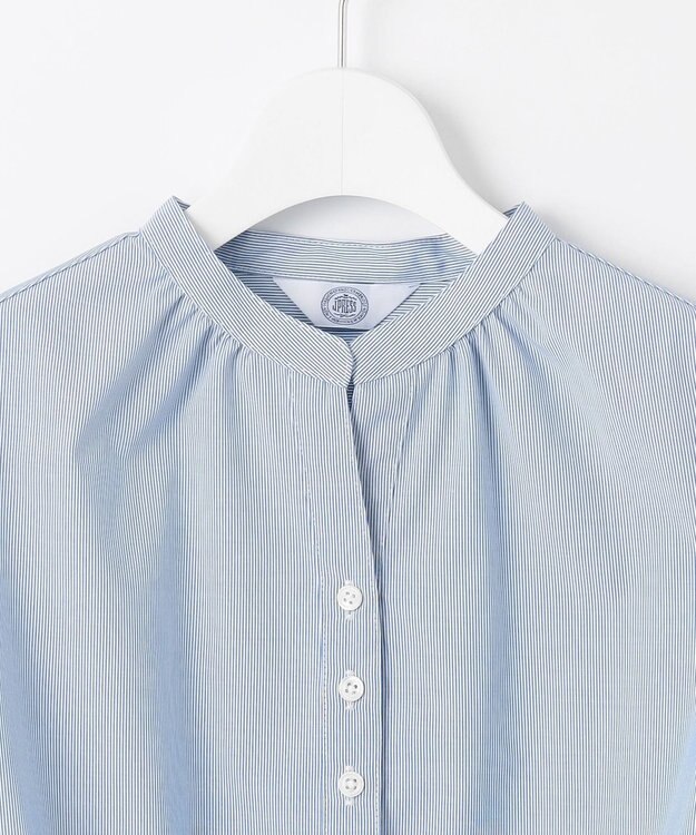 J.PRESS LADIES 【洗える・接触冷感・UVケア】エステネージュストライプ コクーン ブラウス ブルーストライプ系