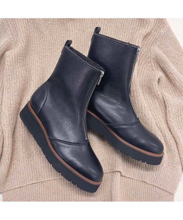 MODE ET JACOMO <MODE ET JACOMO>厚底フロントジッパーブーツ ブラック