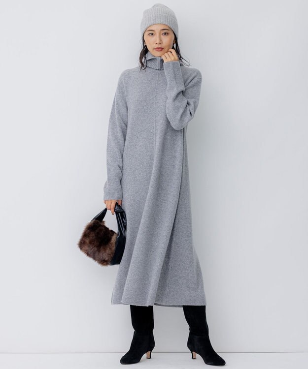 23区 メリノシネ ニット ワンピース グレー系