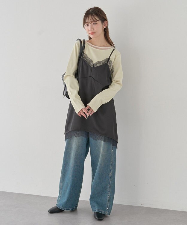 earth music&ecology レイヤード風テレコプルオーバー Yellow