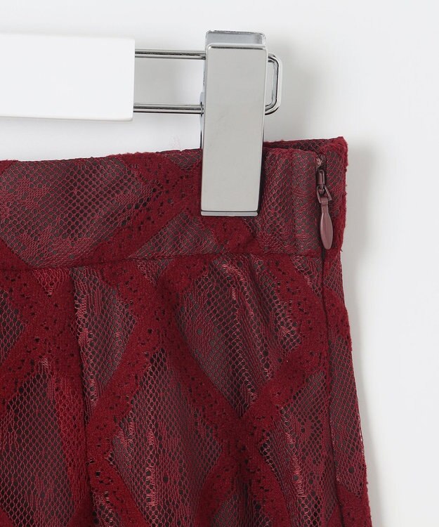 Feroux 【洗える】シアーチェック マーメイド スカート ワイン系2