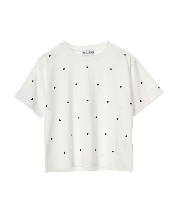 Green Parks ・Ｄｏｕｂｌｅ　Ｆｌａｇｓ　ハート刺繍ＴＥＥ Off White