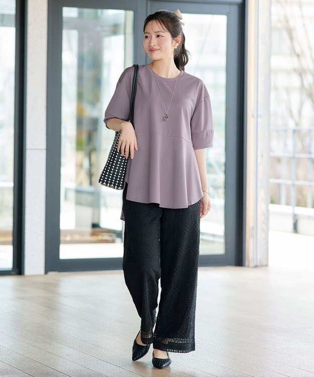 Tiaclasse 【サラごこち】ラウンドヘムチュニック ピンクモカ