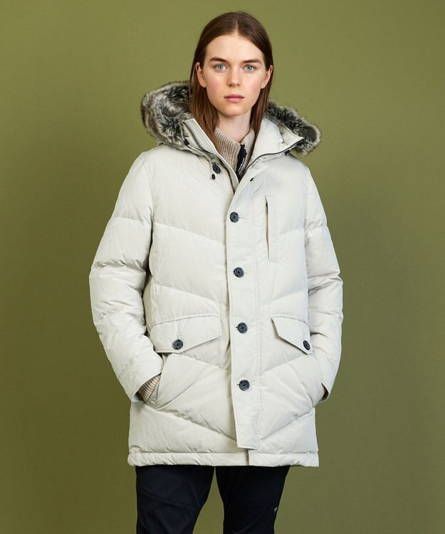 JOSEPH ABBOUD MOUNTAIN 【ECO撥水/ECOファー/9ポケット/ユニセックス】ＰＥ／ＮＹピーチダウン コート アイボリー系