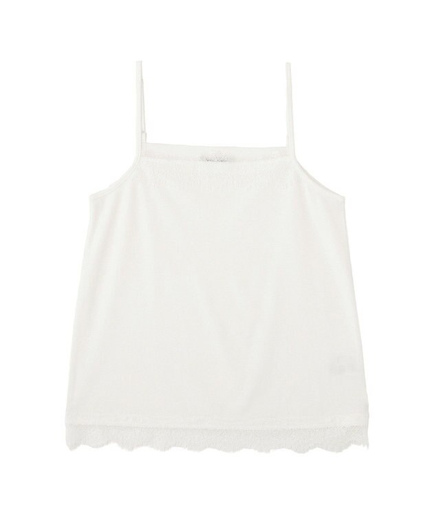 Green Parks ヒゲレーススクエアキャミソール Off White