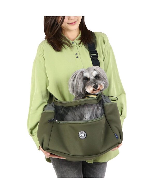 PET PARADISE J.PRESS スリング ショルダー キャリーバッグ 《カーキ》 小型犬 カーキ