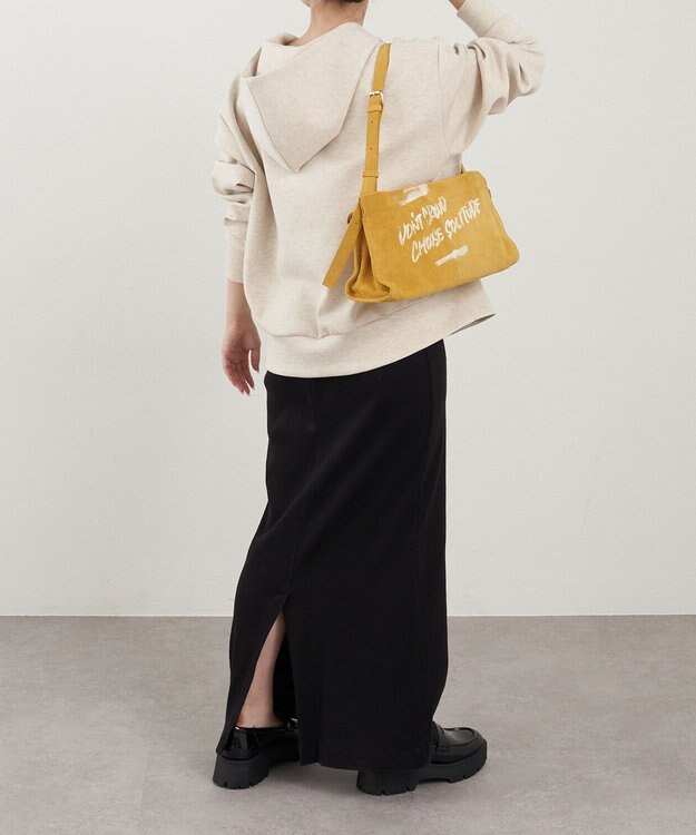 russet ステンシルデザインスエード横長ショルダーバッグ(CE-1640) Yellow