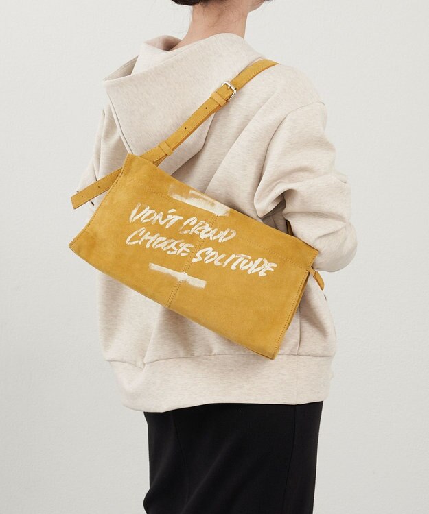 russet ステンシルデザインスエード横長ショルダーバッグ(CE-1640) Yellow