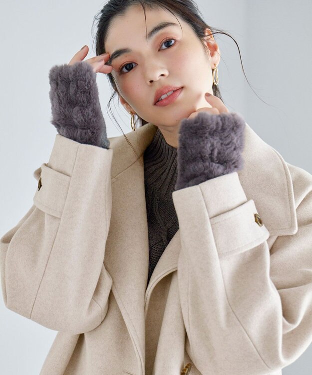 ANY ファーハンドグローブ チャコールグレー