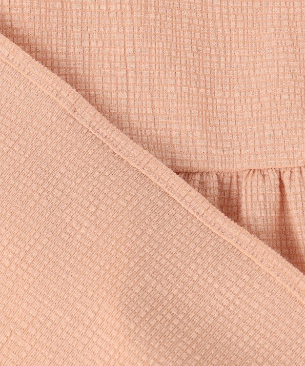 自由区 【洗える】リネンサッカーコンビペプラム カットソー ローズ