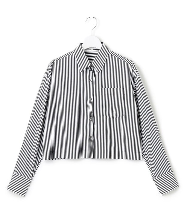 23区 【CLASSY.コラボ/洗える】シャツアンサンブル ワンピース ブラックストライプ×ブラック