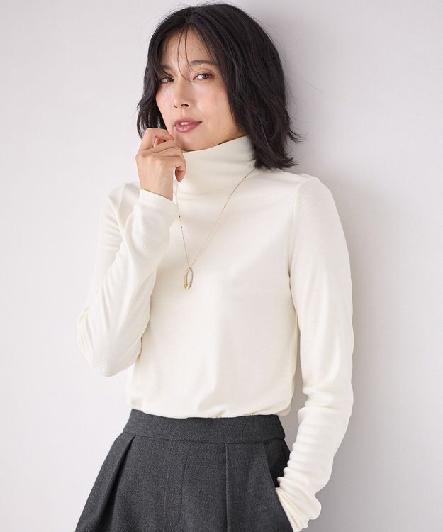 ANY 【洗濯機可】アクリルレーヨンリブタートル エクリュ