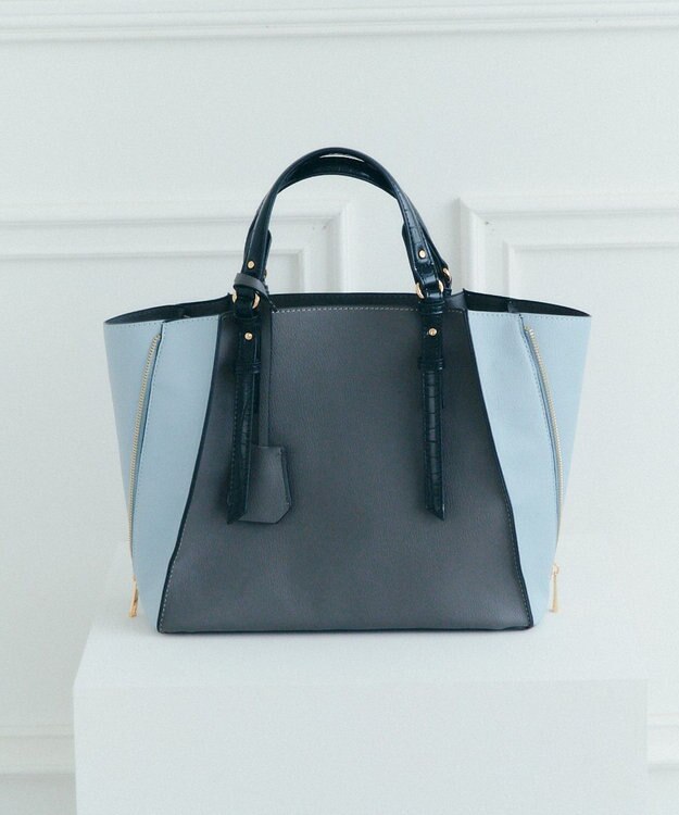 YECCA VECCA 【A4対応】2way配色ZIPデザインバッグ Charcoal Gray