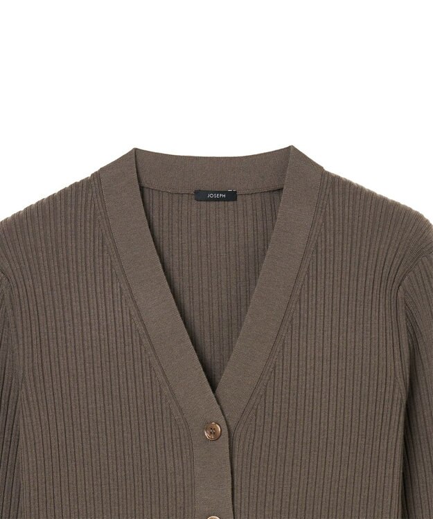 JOSEPH 【洗える】メリノリブ　カーディガン Mushroom