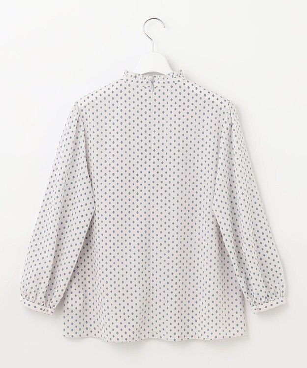 23区 L 【洗える】ジオメトリックパターン フリル ブラウス アイボリー系