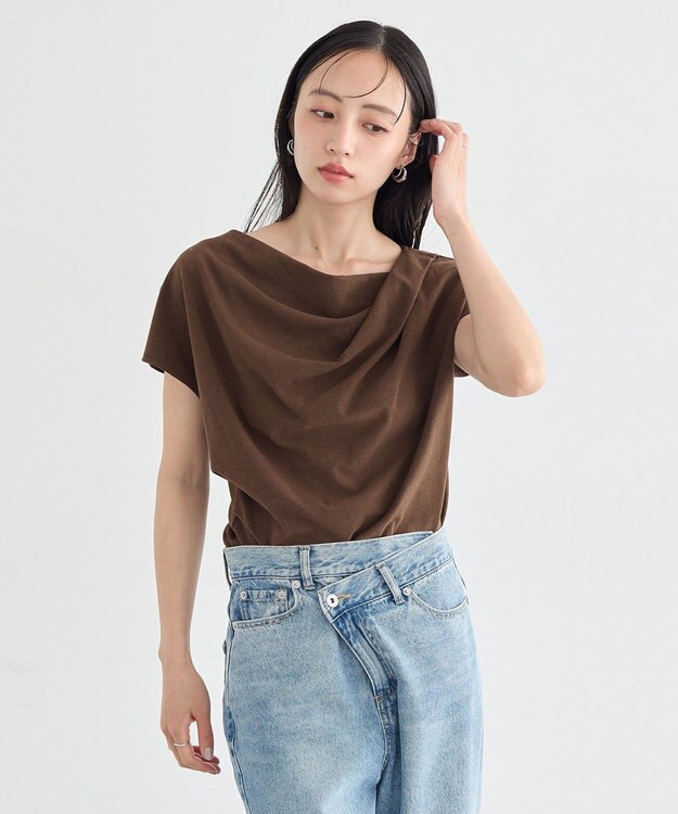 earth music&ecology フレンチスリーフドレーププルオーバー Brown