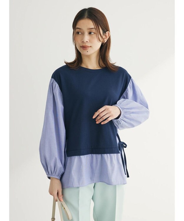 Green Parks 脇リボンドッキングプルオーバー Navy