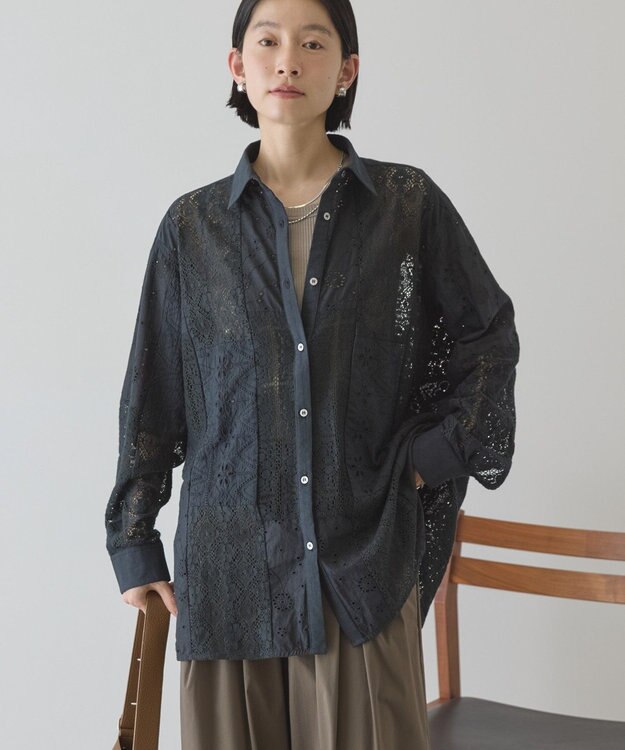 AMERICAN HOLIC レースパッチワークシャツ Off White