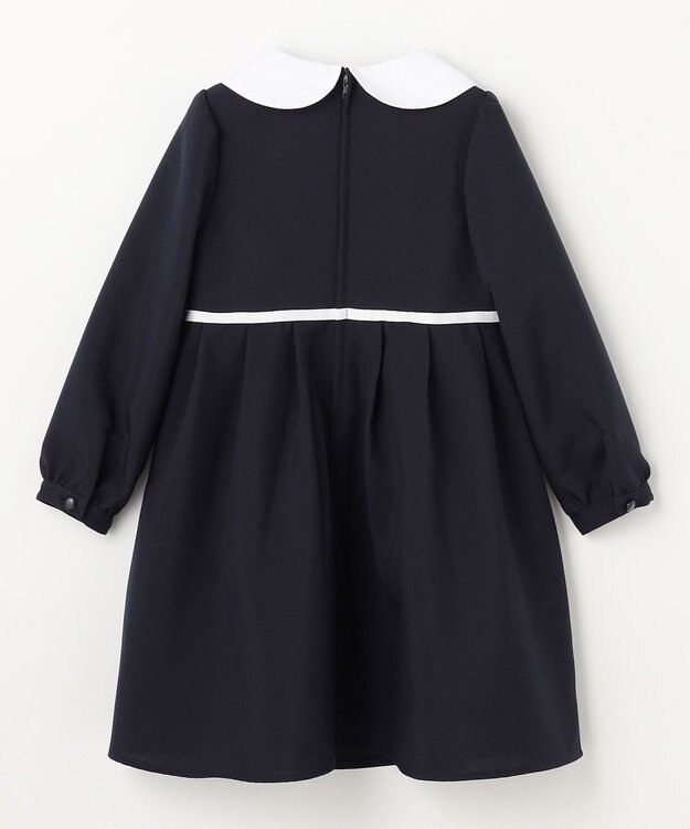 ANY KIDS 襟付き リボン 長袖ワンピース ネイビー