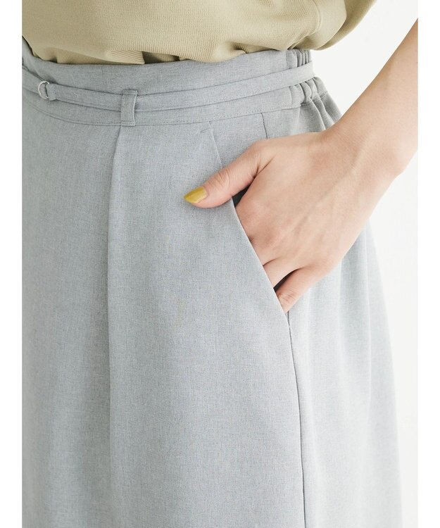 Green Parks 接触冷感　ベルト付ガウチョパンツ Gray Mixture