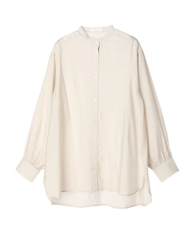 Green Parks バンドカラーシアーシャツ Gray Beige