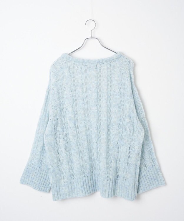 WEGO ケーブルメッシュメランジニット サックス