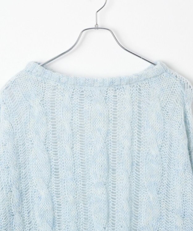 WEGO ケーブルメッシュメランジニット サックス