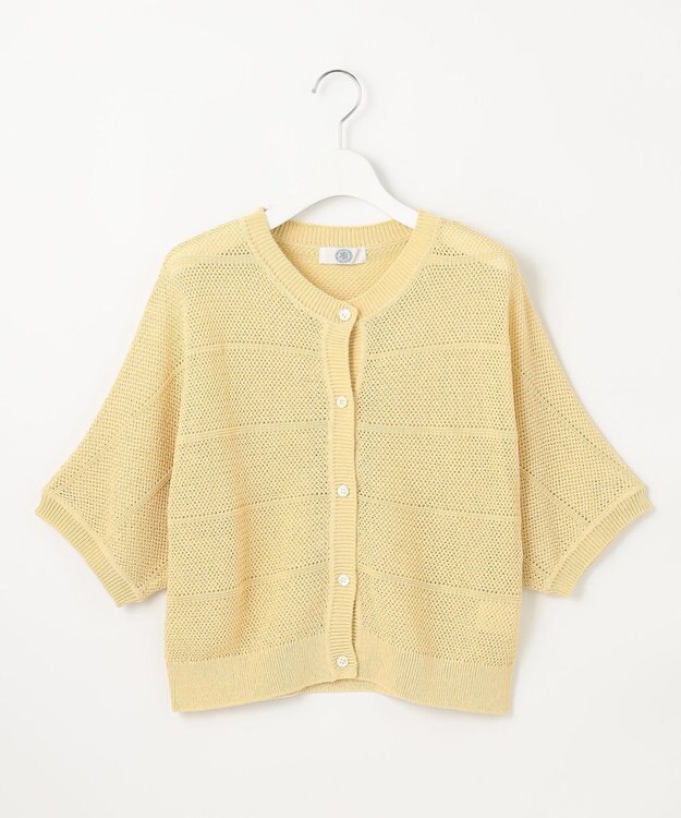 J.PRESS LADIES L 【洗える】PATTERN MESH ドルマンスリーブ カーディガン イエロー系