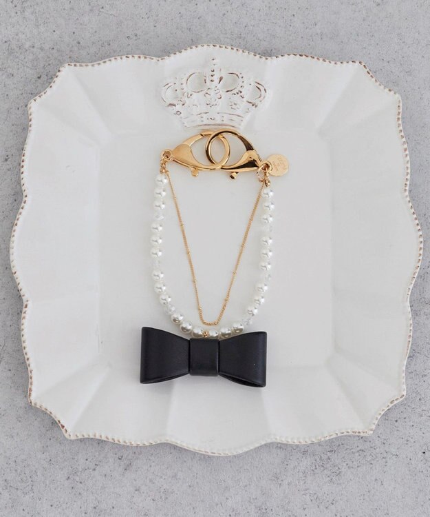 Maison de FLEUR パール立体リボンチャーム Black