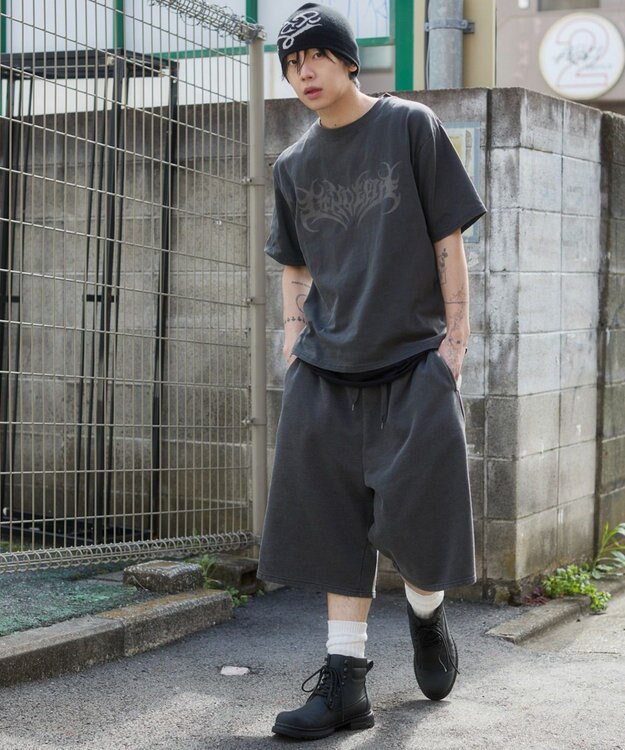 WEGO 【ユニセックス着用ITEM】ピグメントグラフィックショーツ ブラックその他
