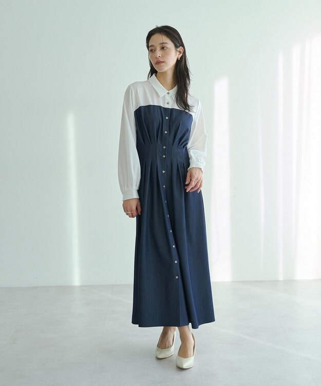 YECCA VECCA ベアドッキングワンピース Navy