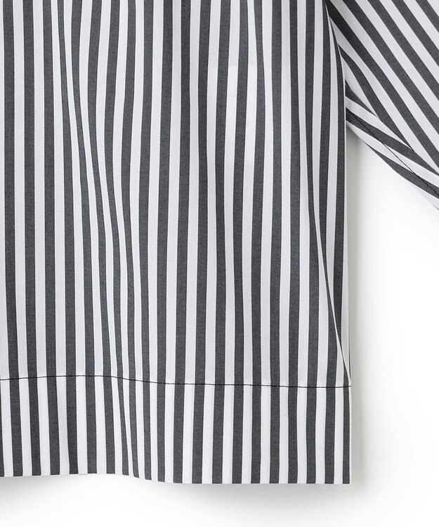 23区 【CLASSY.コラボ/洗える】シャツアンサンブル ワンピース ブラックストライプ×ブラック