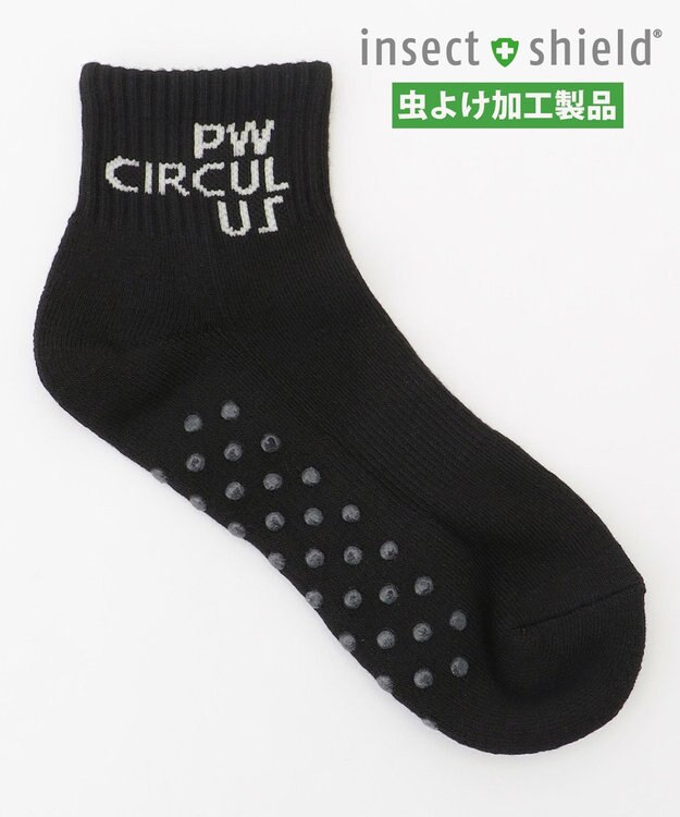 PW CIRCULUS 【虫よけ加工】【WOMEN】ブランドロゴ ショートソックス  ゴルフ ブラック系