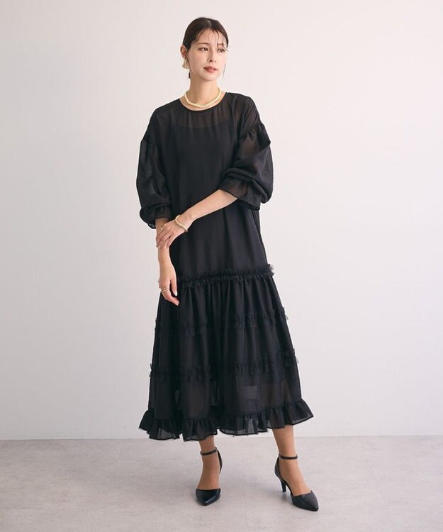 Green Parks ・Ｒａｉｌｍｅオーガンジーワンピース（インナーＯＰ Black