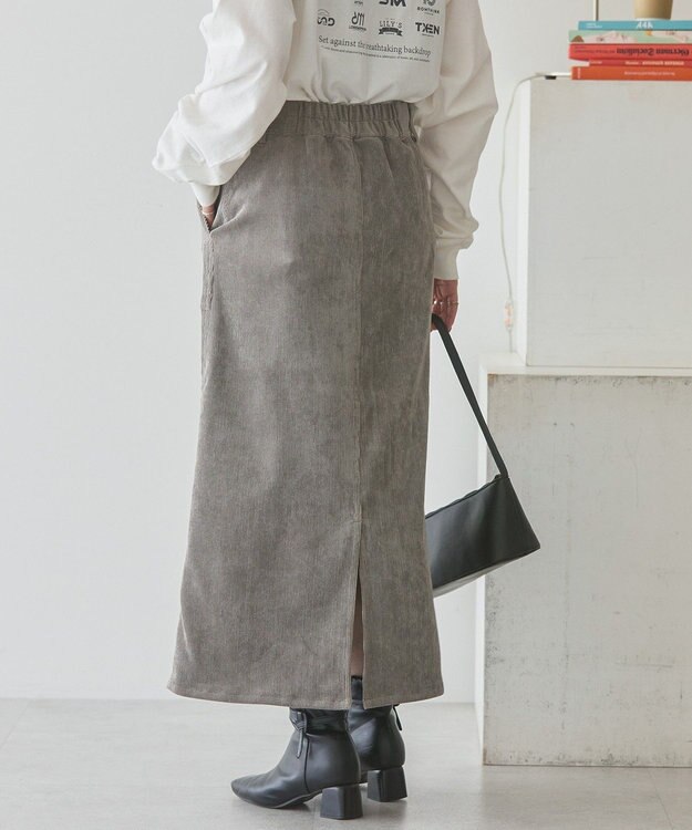 AMERICAN HOLIC コーデュロイベイカータイトスカート Gray