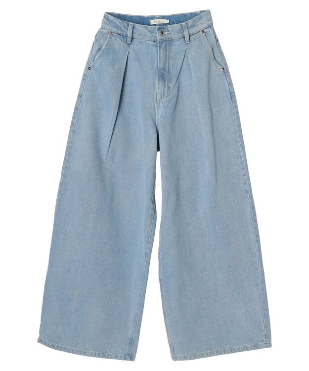 earth music&ecology タックワイドデニムパンツ Light Indigo