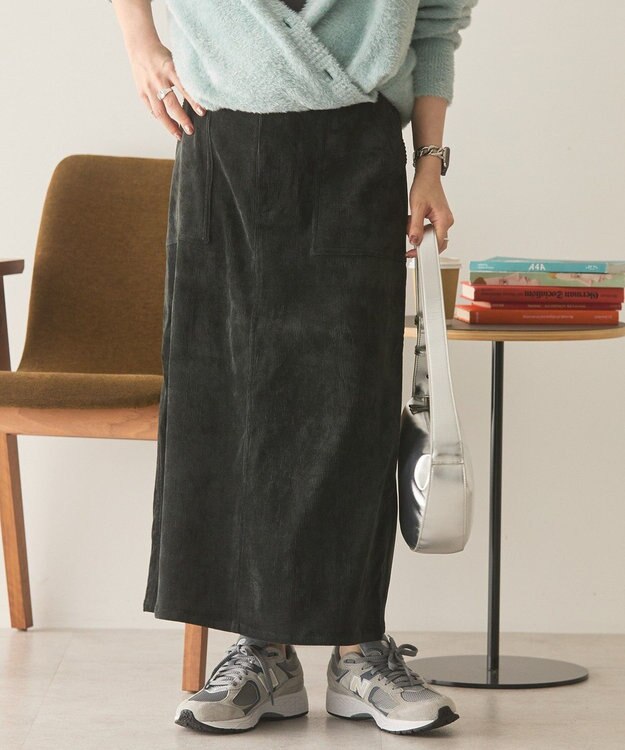 AMERICAN HOLIC コーデュロイベイカータイトスカート Black