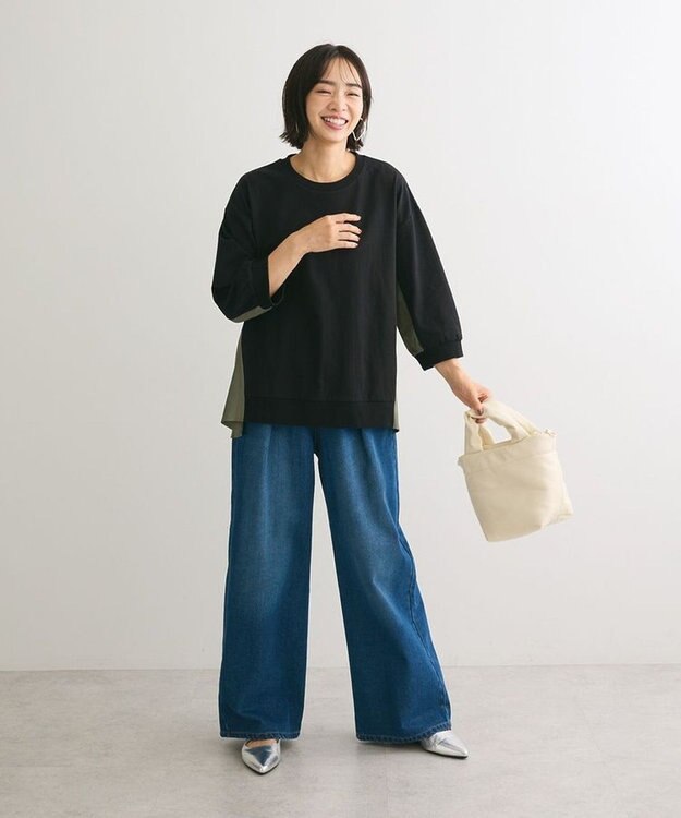 Green Parks ・ＥＬＥＮＣＡＲＥ　ＤＵＥ　デニムタックワイドパンツ Dark Indigo