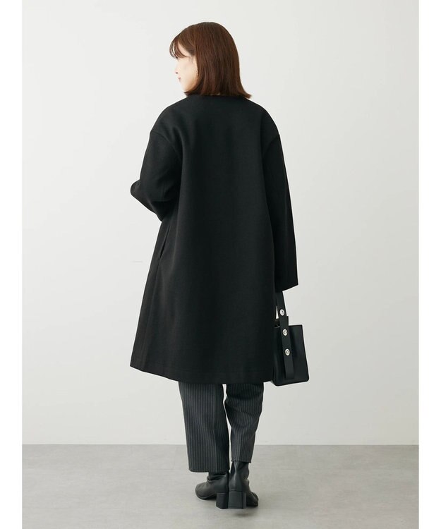 Green Parks 洗えるＶネックミディ丈コート Black