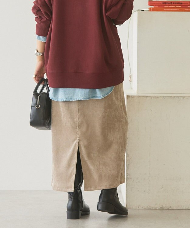 AMERICAN HOLIC コーデュロイベイカータイトスカート Gray Beige