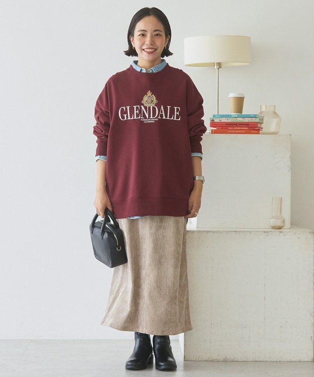 AMERICAN HOLIC コーデュロイベイカータイトスカート Gray Beige